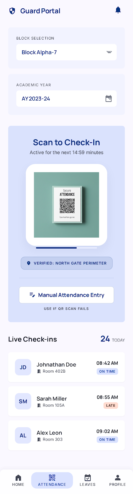 Guard Attendance Tab With Manual Entry