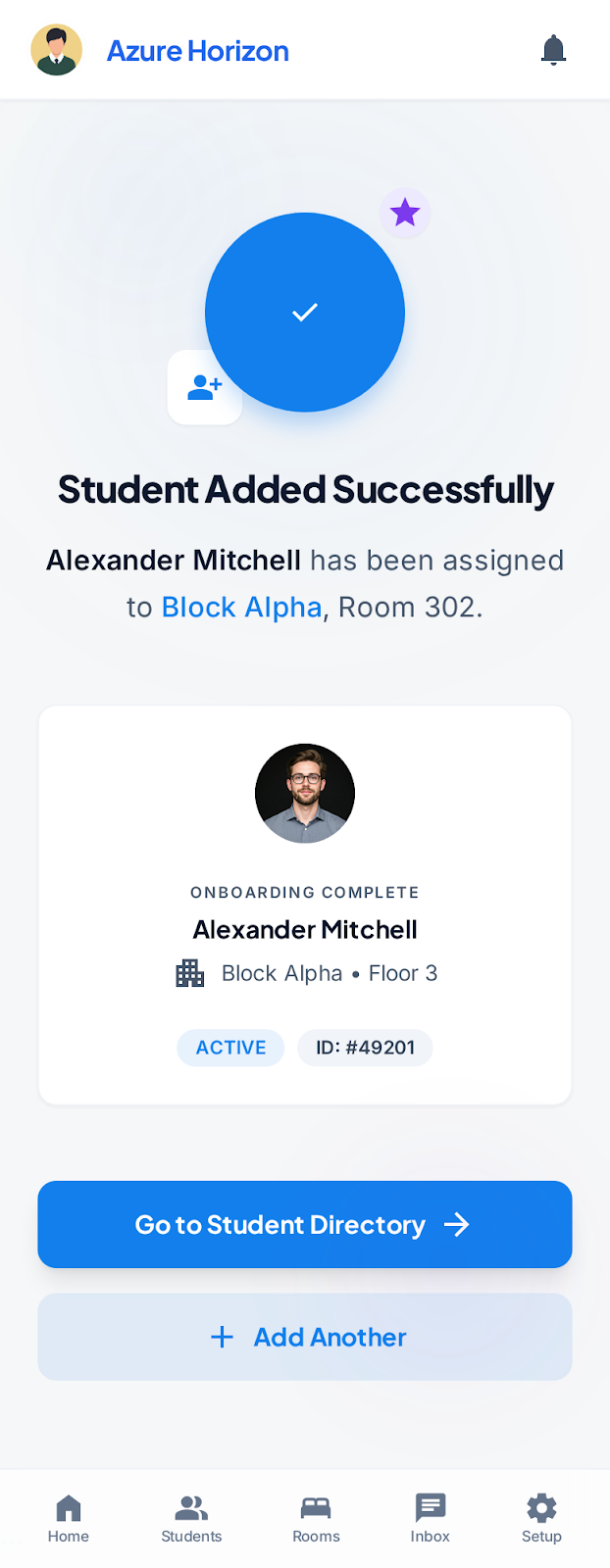 Warden Student Add Success
