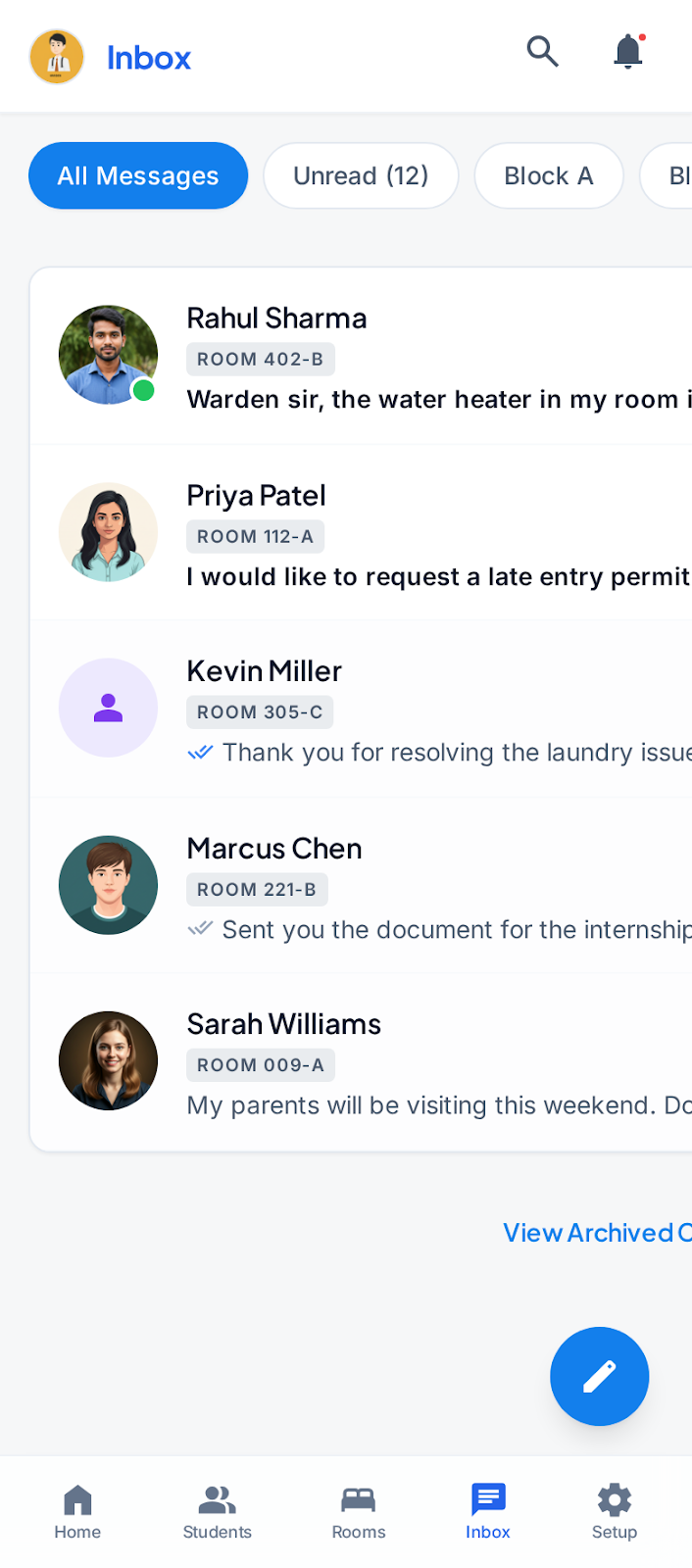 Warden Student Inbox
